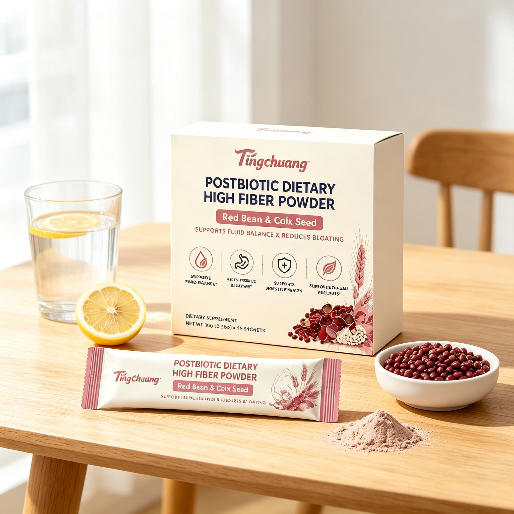 Postbiotic Dietary Fiber Powder with Red Bean and Coix Seed for Gut Health Supplements and Daily Digestive Wellness - 3